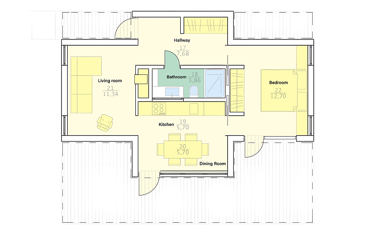 House Kit 50 sqm made of CLT Panels